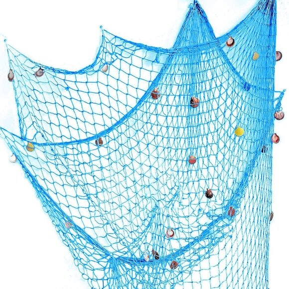 Other - Nature Fish Net Wall Decoration with Shells, Ocean Themed Wall Hangings Fishing